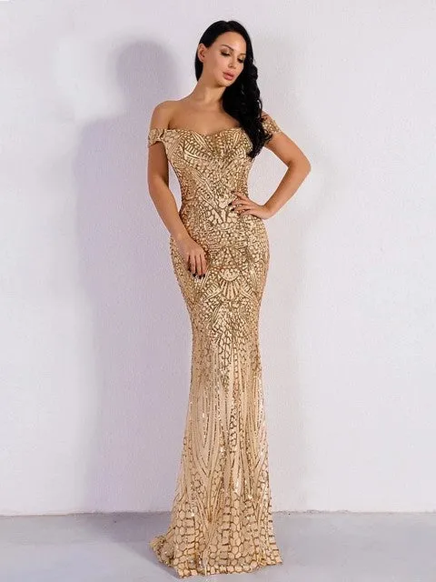 2022 Summer Sexy Bra Evening Party Dress Sequin Maxi