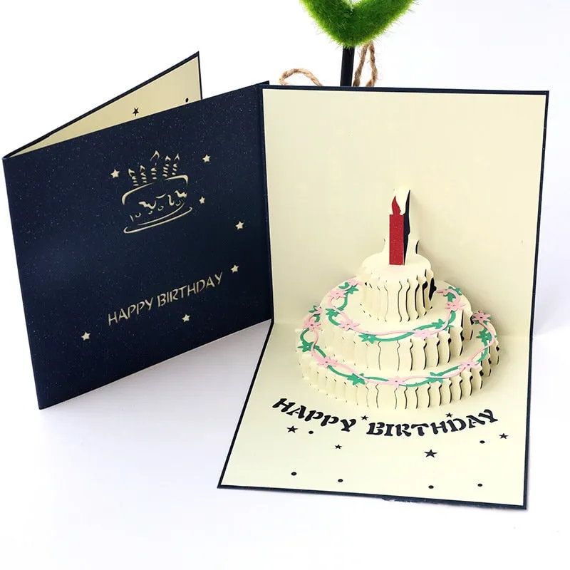 3D Pop-up Birthday Greeting Card - Personalized Handmade Birthday Cake card - Perfect Thinking of You, Congrats, or Thank You Gift for Her