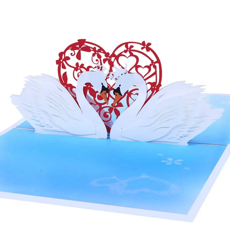 3D Pop Up Handmade Swan King & Queen Romantic Greeting Card - Perfect for Thinking of You Greeting, Congrats, Weddings and Thank You Gift