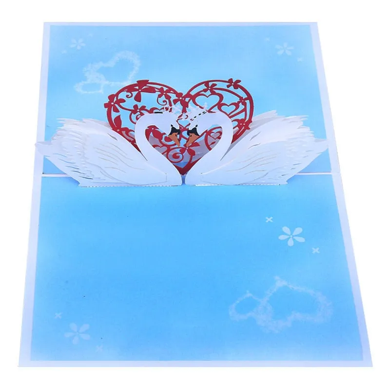 3D Pop Up Handmade Swan King & Queen Romantic Greeting Card - Perfect for Thinking of You Greeting, Congrats, Weddings and Thank You Gift