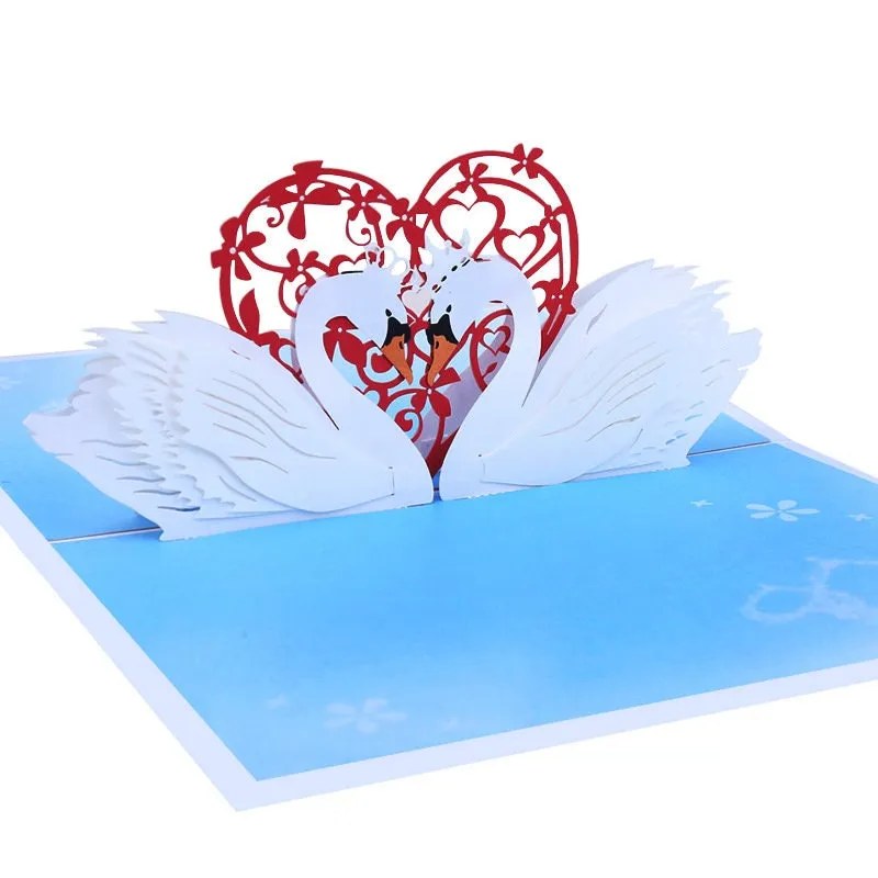 3D Pop Up Handmade Swan King & Queen Romantic Greeting Card - Perfect for Thinking of You Greeting, Congrats, Weddings and Thank You Gift