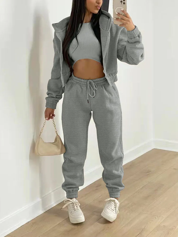 3PC Sweatshirt Hooded Casual Set