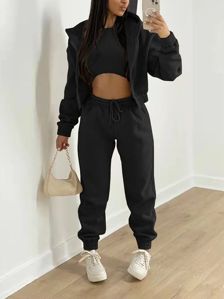 3PC Sweatshirt Hooded Casual Set