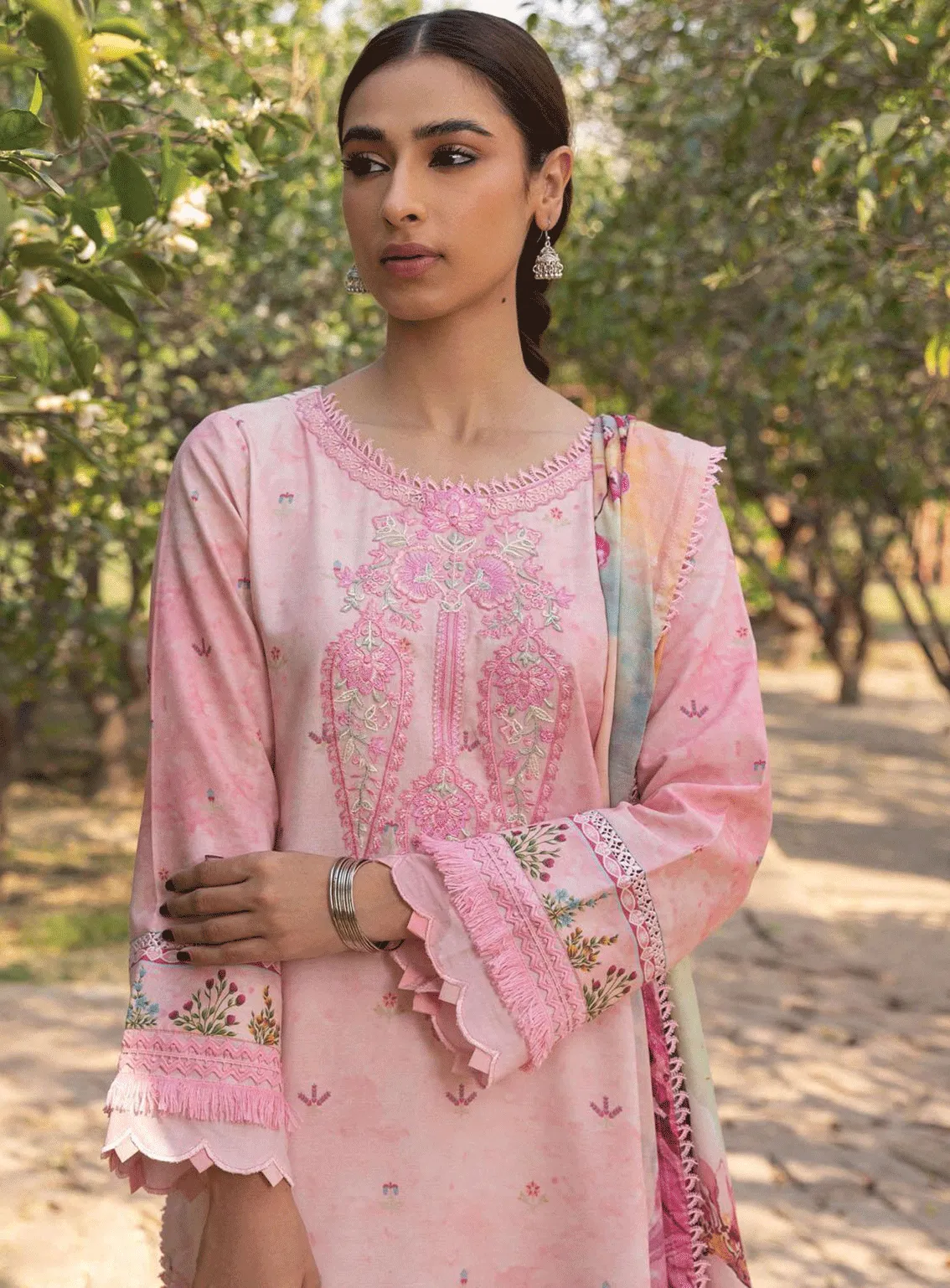 Aabyaan Embroidered Lawn Unstitched 3 Piece Suit - ABY23PL AP-04 ELMAS