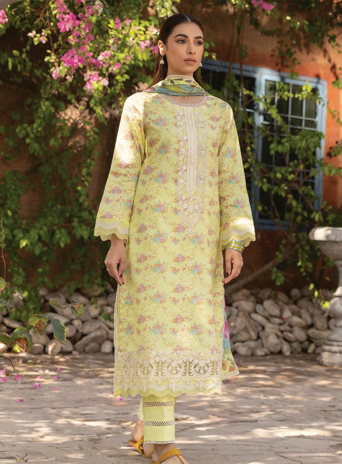 Aabyaan Embroidered Lawn Unstitched 3 Piece Suit - ABY23PL AP-10 ALYARA