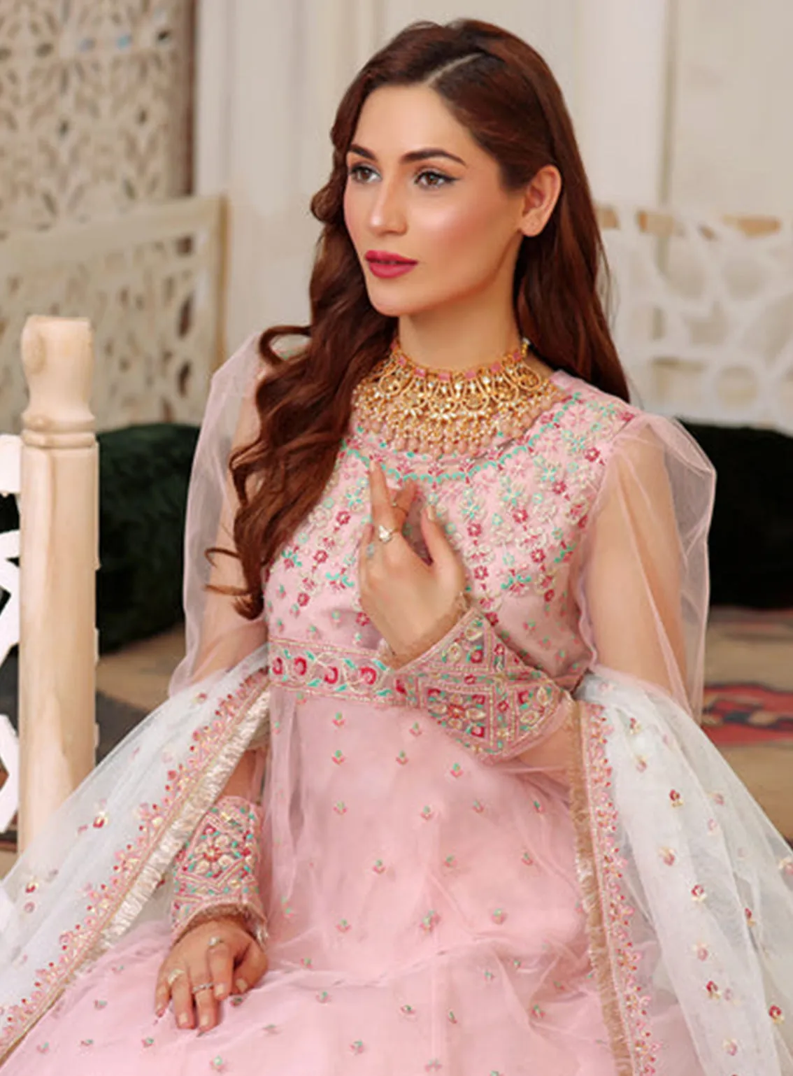 Aaina By Awwal Embroidered Net Unstitched 3 Piece Suit - 07 REYNA