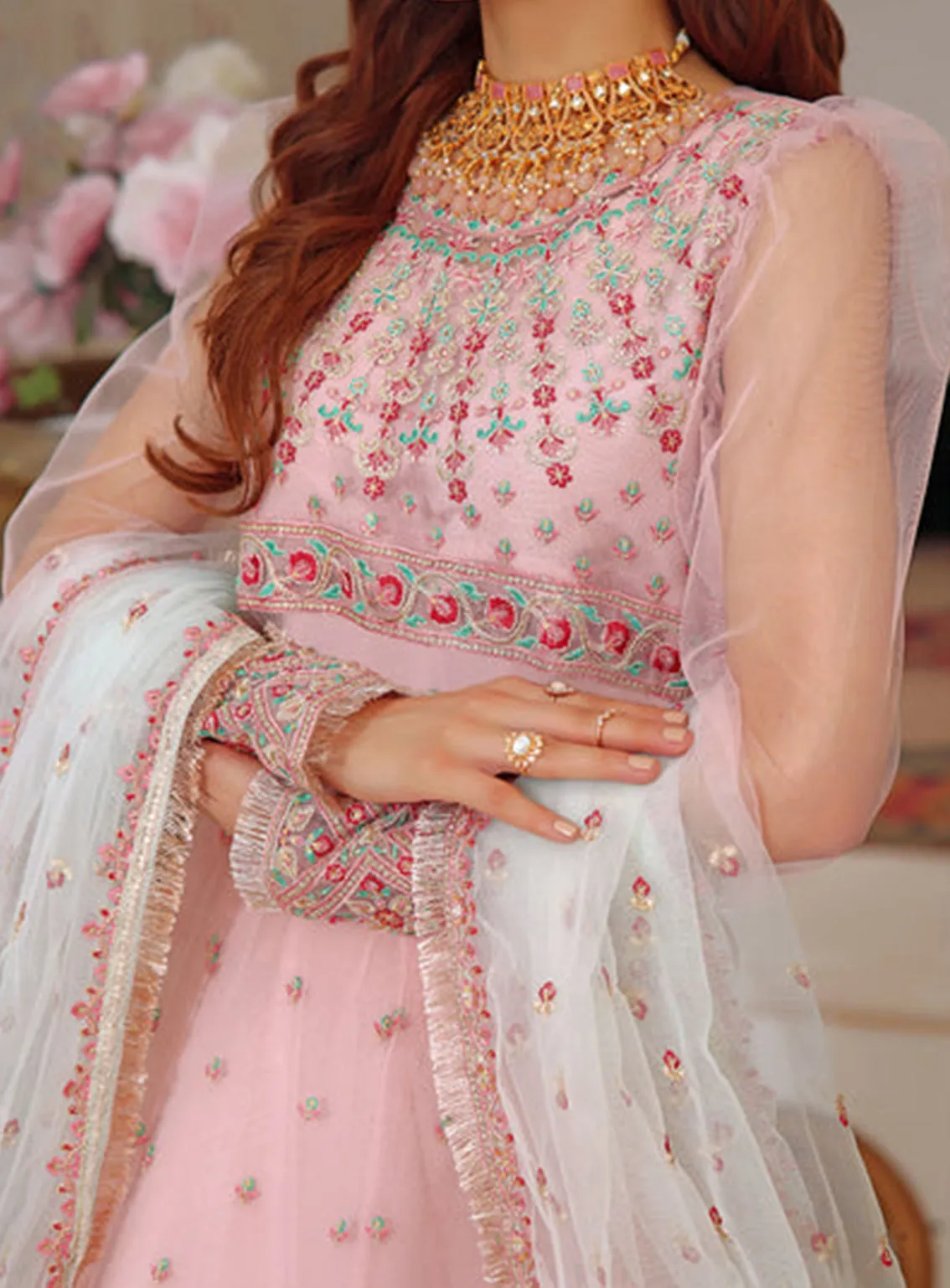 Aaina By Awwal Embroidered Net Unstitched 3 Piece Suit - 07 REYNA