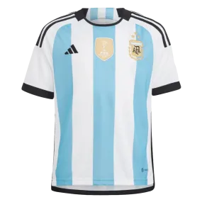 Adidas Argentina 2022 Youth 3-Star Winners Home Jersey