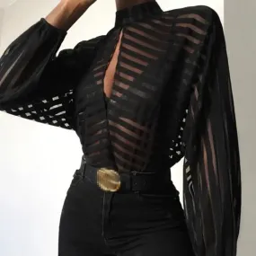 Aesthetic Mesh Long Puff Sleeve