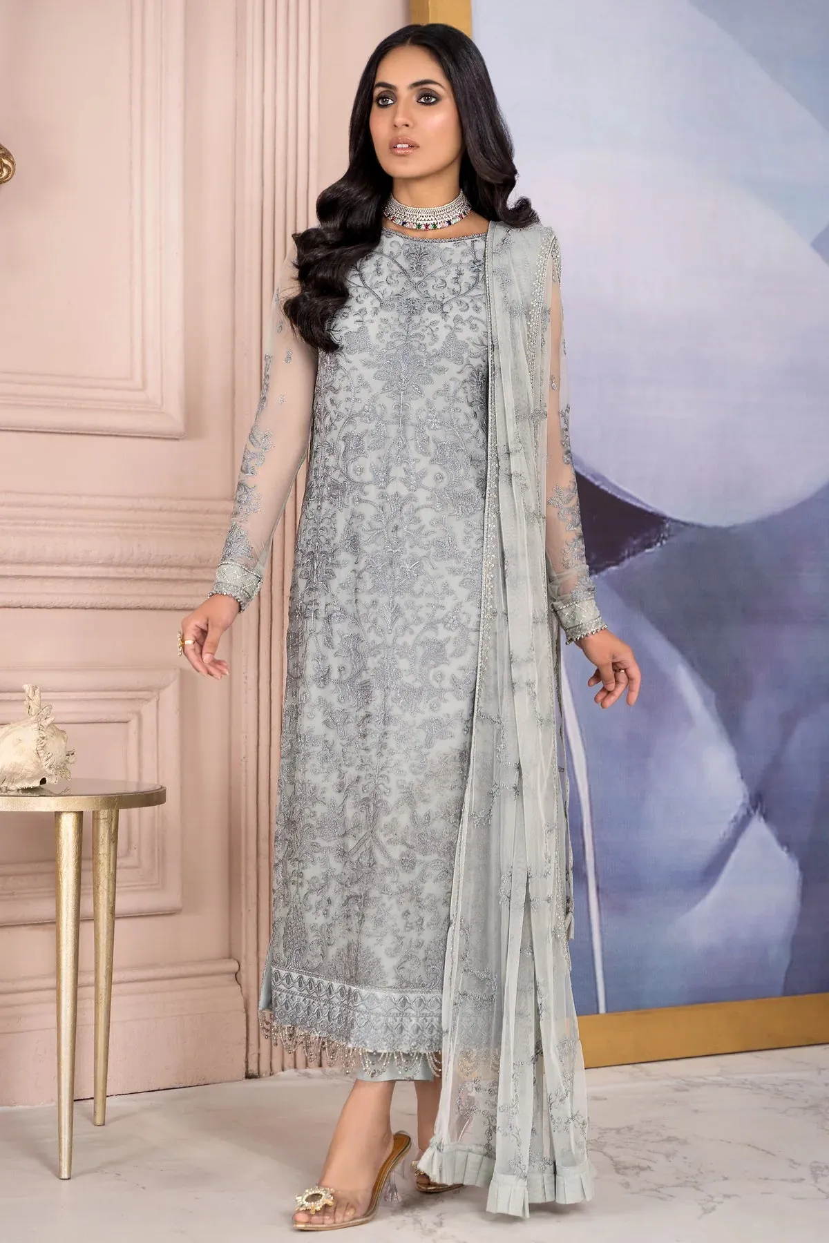 Afreen By Zarif Embroidered Net Unstitched 3 Piece Suit - 02