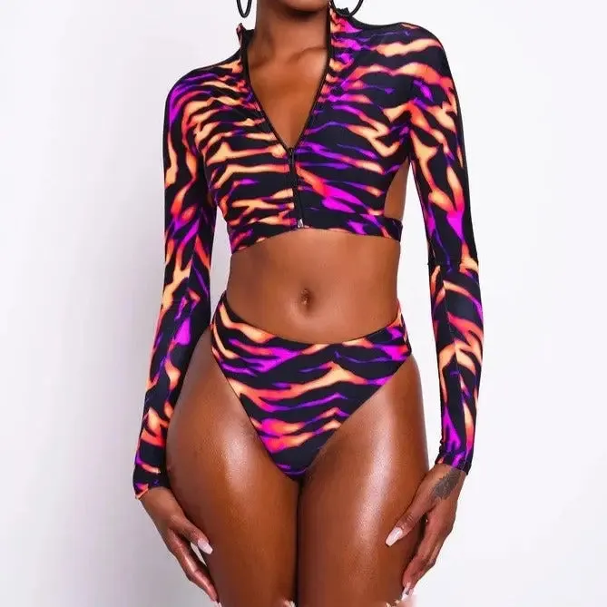 African Long-Sleeve Bikini Brazilian