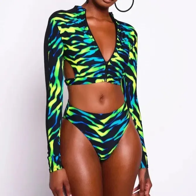 African Long-Sleeve Bikini Brazilian