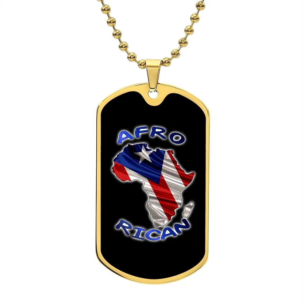 Afro Rican Dog-Tag Necklace (Gold or Silver)