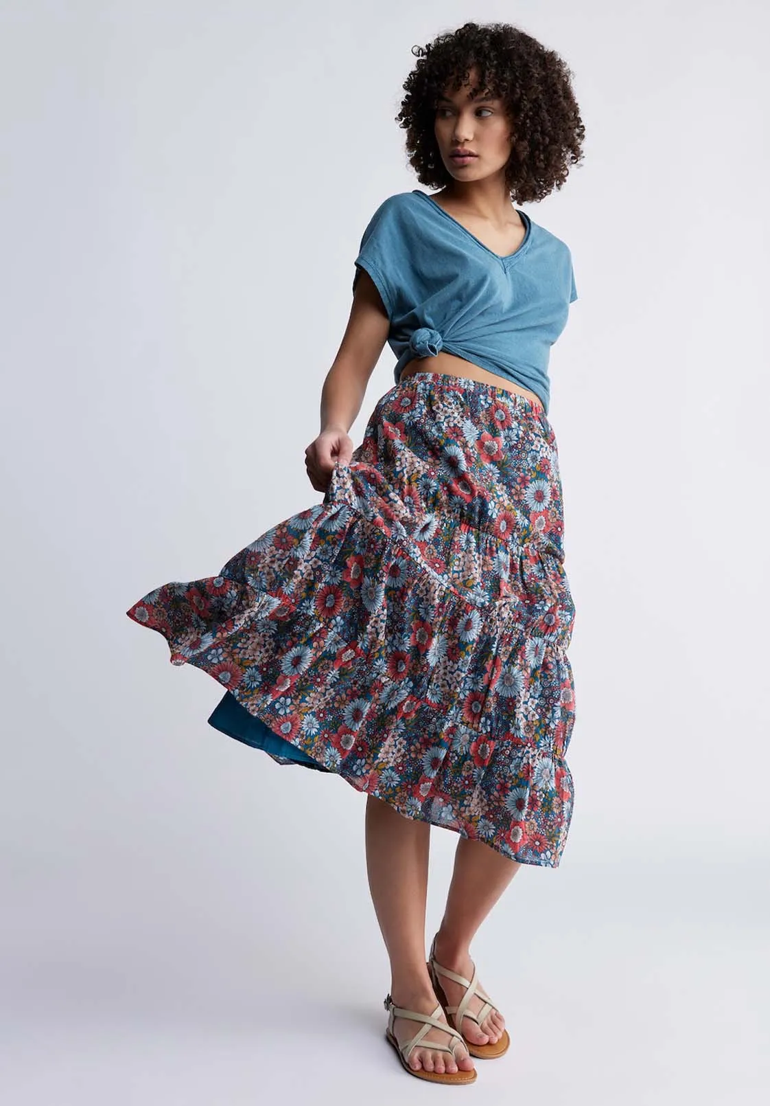 Aletta Women’s Long Skirt in Floral Print - WS0006P