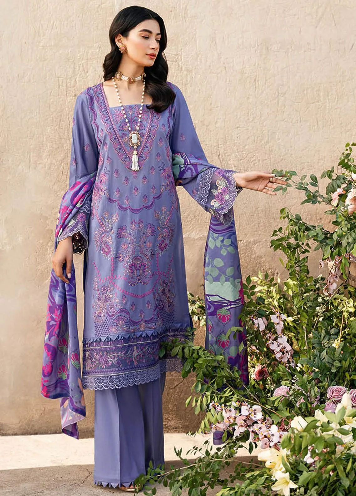 Andaaz By Ramsha Embroidered Lawn Unstitched 3 Piece Suit - 10