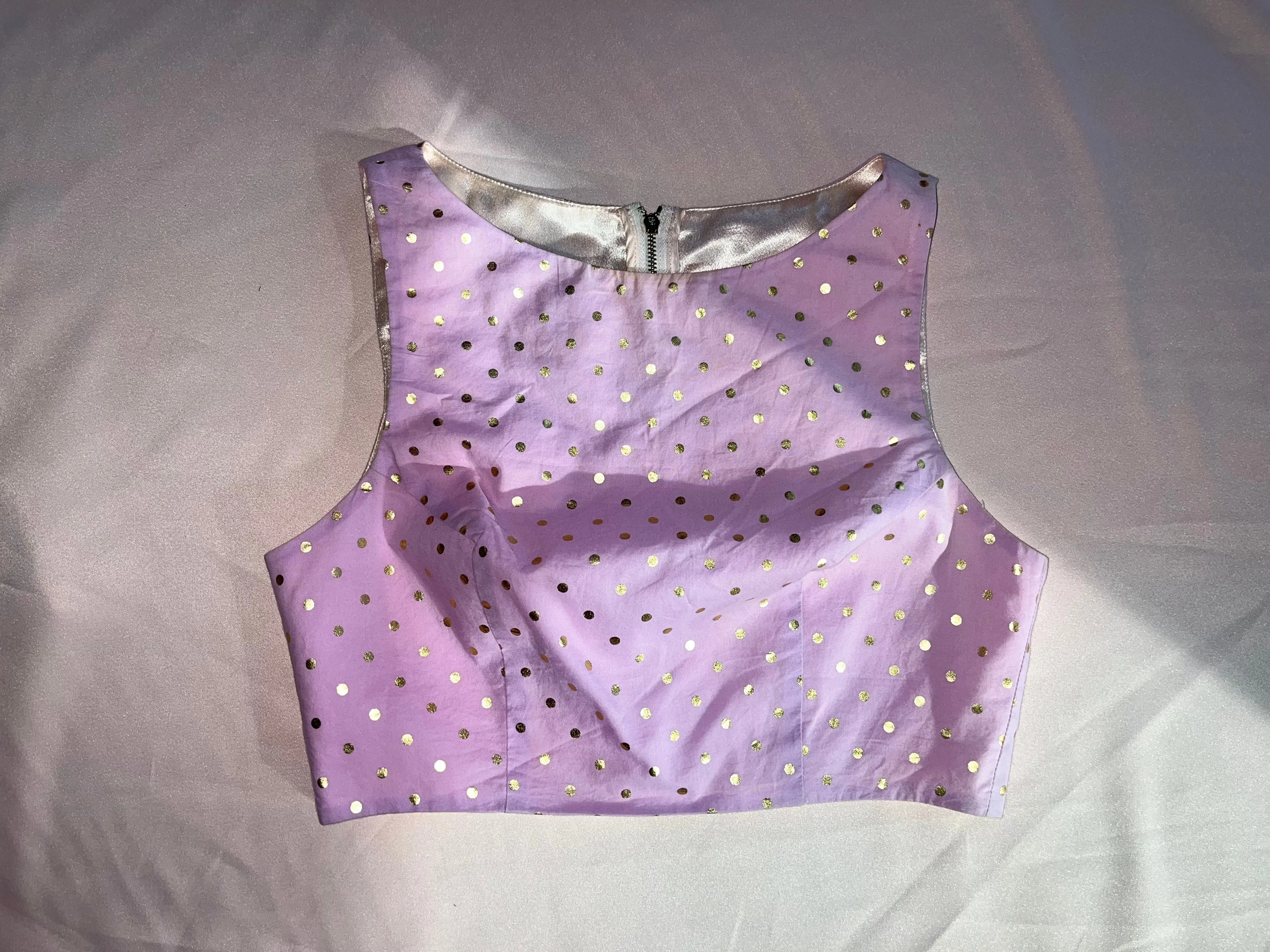 ANYA Light Purple Gold Polkadot Top