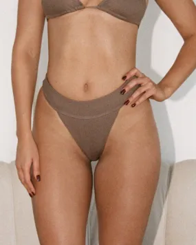 Axelle bottom tanga - Brown rib