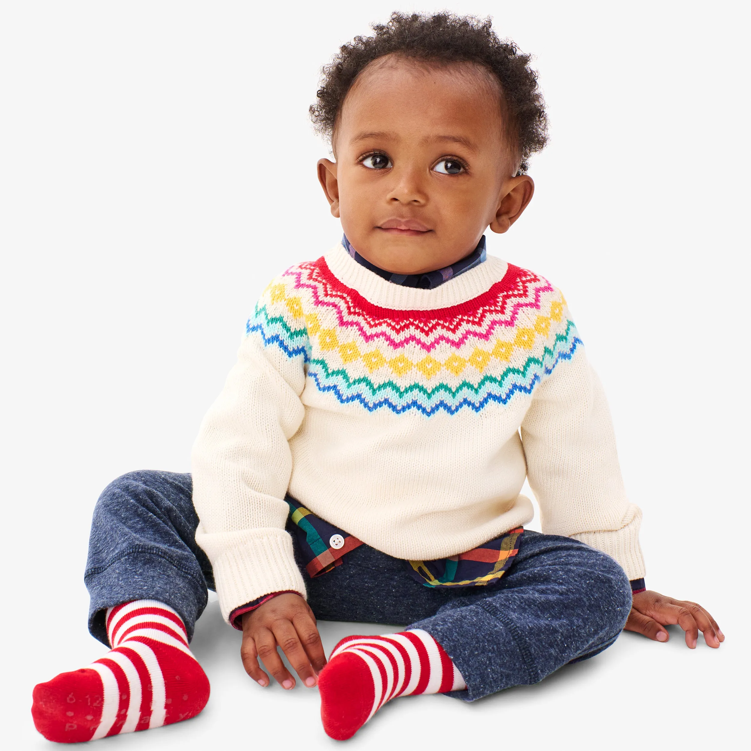 Baby rainbow fair isle sweater