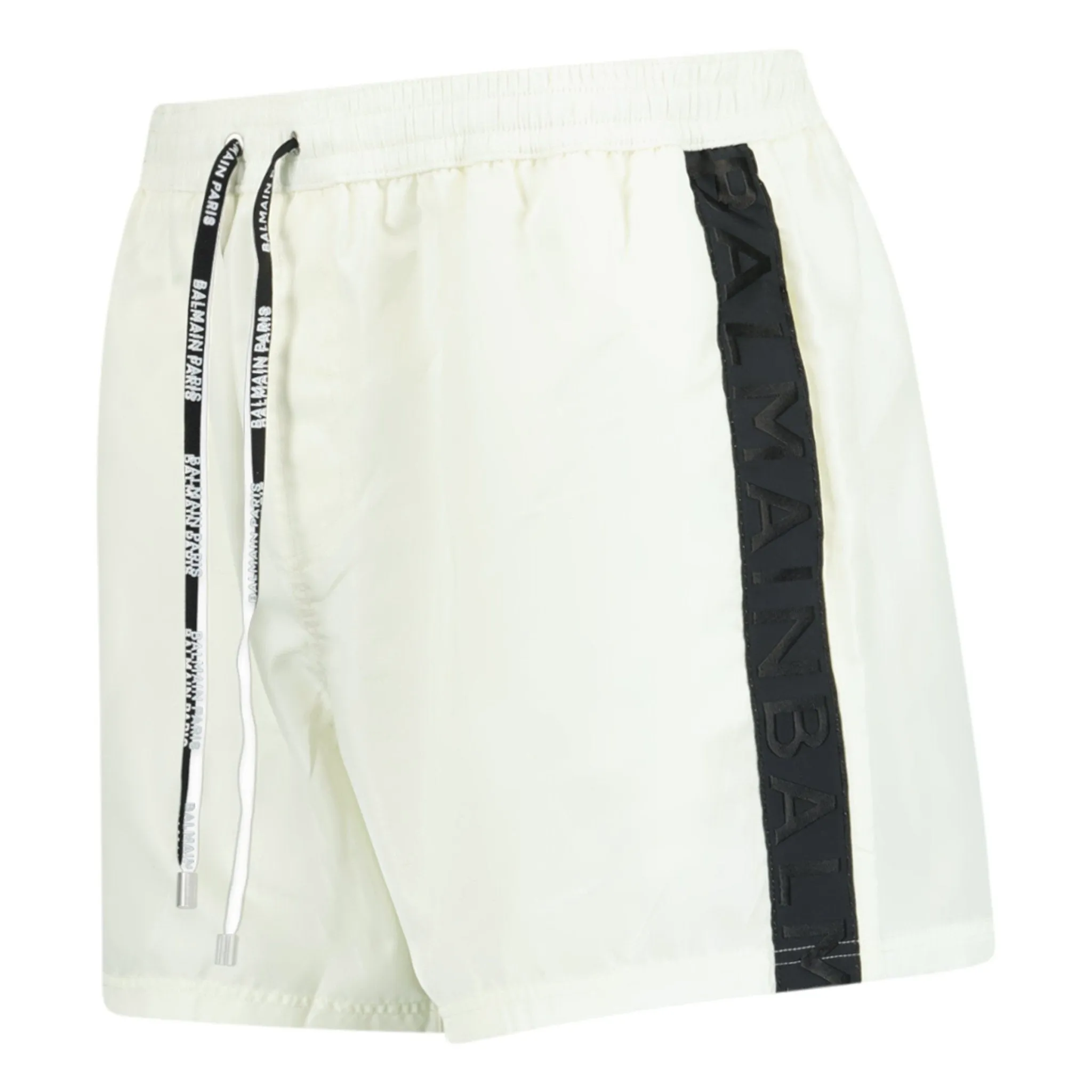 BALMAIN LOGO SWIM SHORTS IVORY