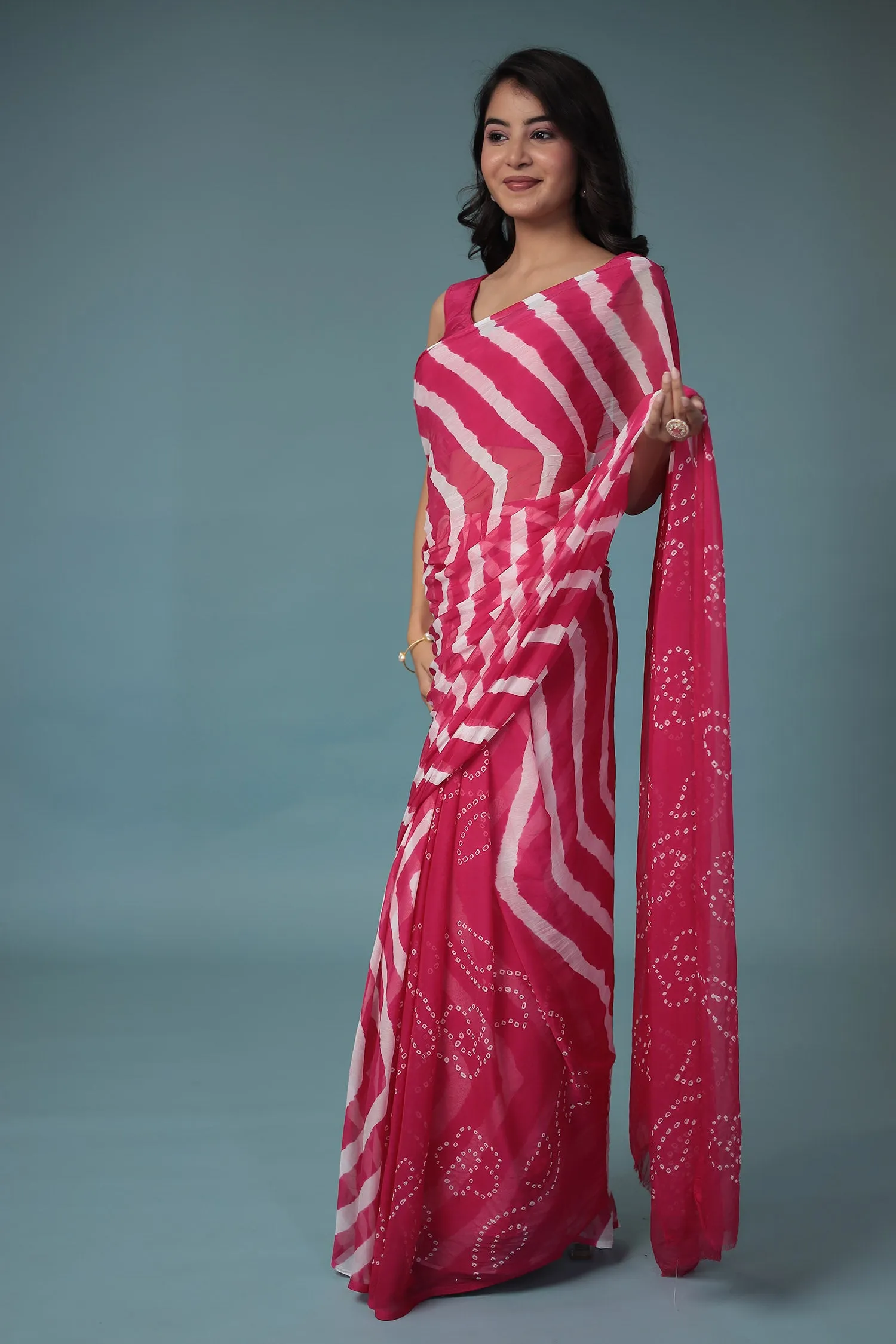 Bandhej, Leheriya Chiffon Saree