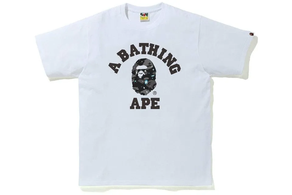 BAPE SPACE CAMO PRINT COLLEGE TEE WHITE