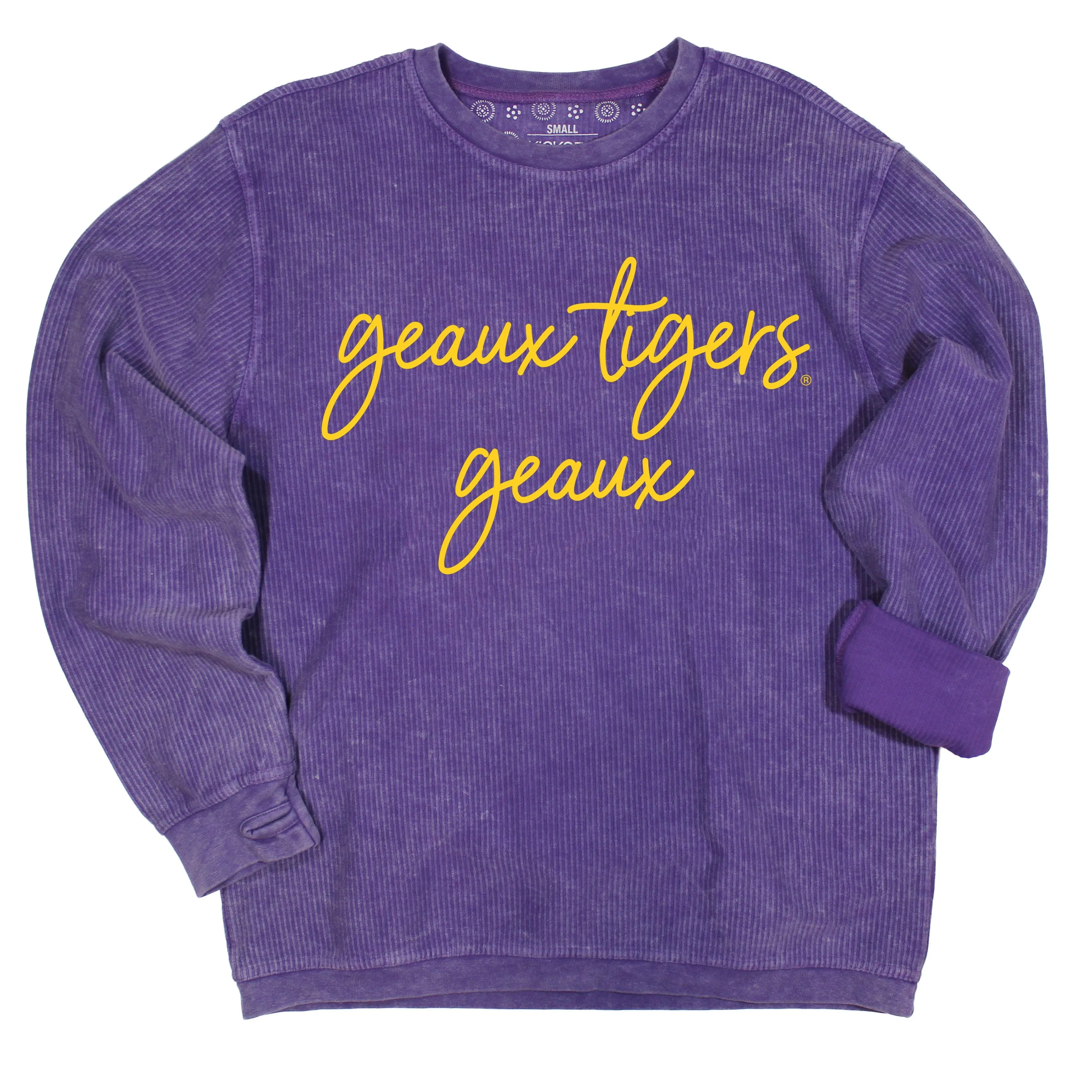 Barcelony Crewneck Corded Fleece in Purple - Louisiana State University