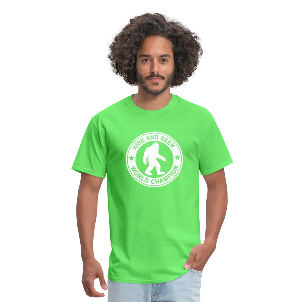 Bigfoot Hide & Seek Champ: Humorous Cryptozoology Legend Tee