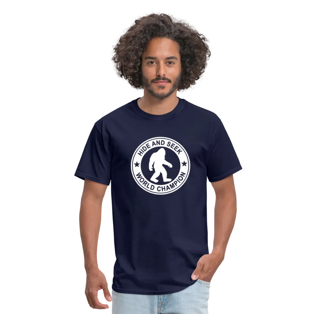 Bigfoot Hide & Seek Champ: Humorous Cryptozoology Legend Tee