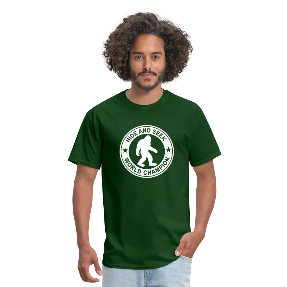 Bigfoot Hide & Seek Champ: Humorous Cryptozoology Legend Tee