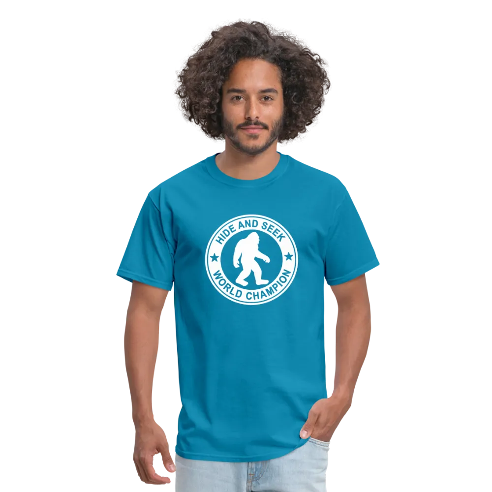 Bigfoot Hide & Seek Champ: Humorous Cryptozoology Legend Tee