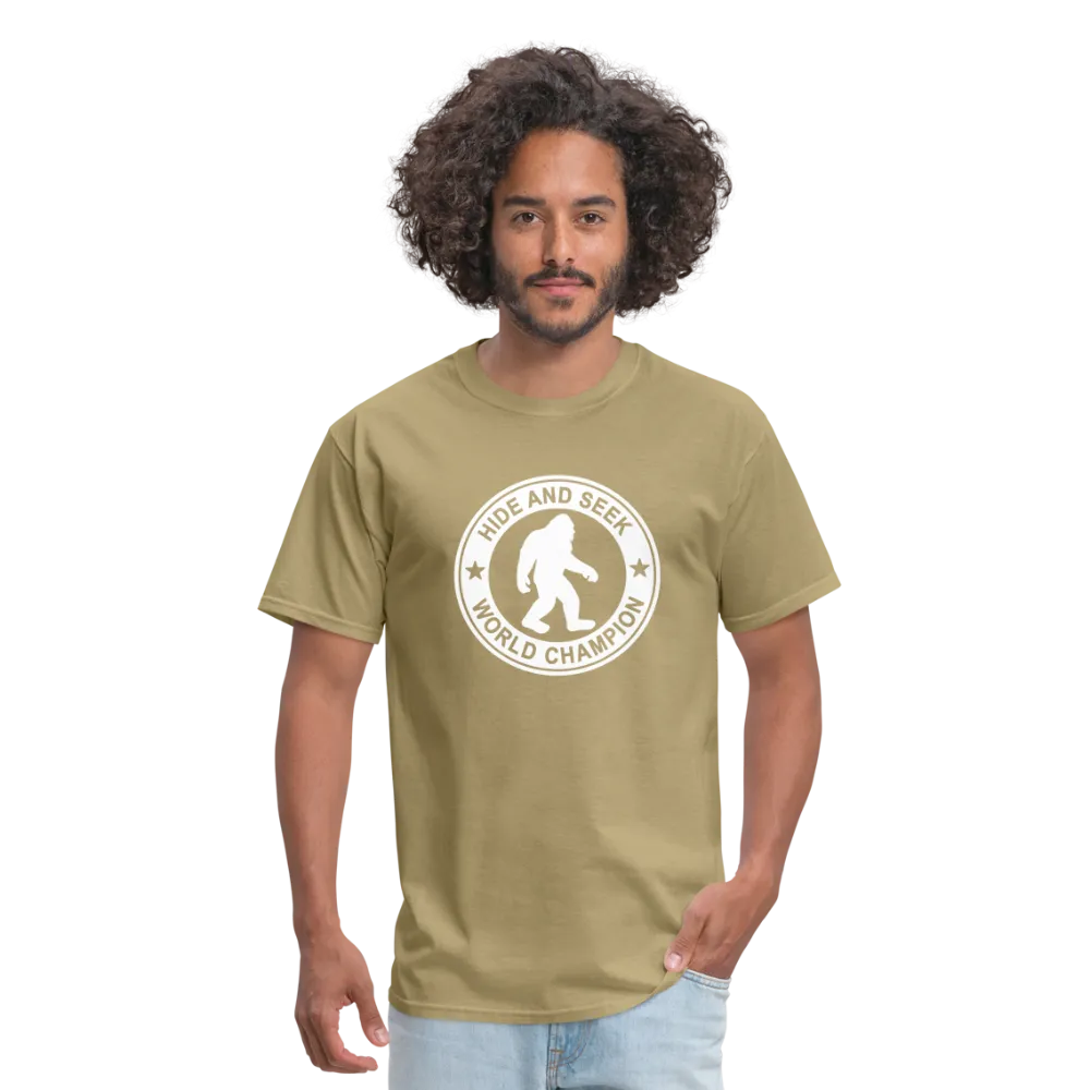 Bigfoot Hide & Seek Champ: Humorous Cryptozoology Legend Tee