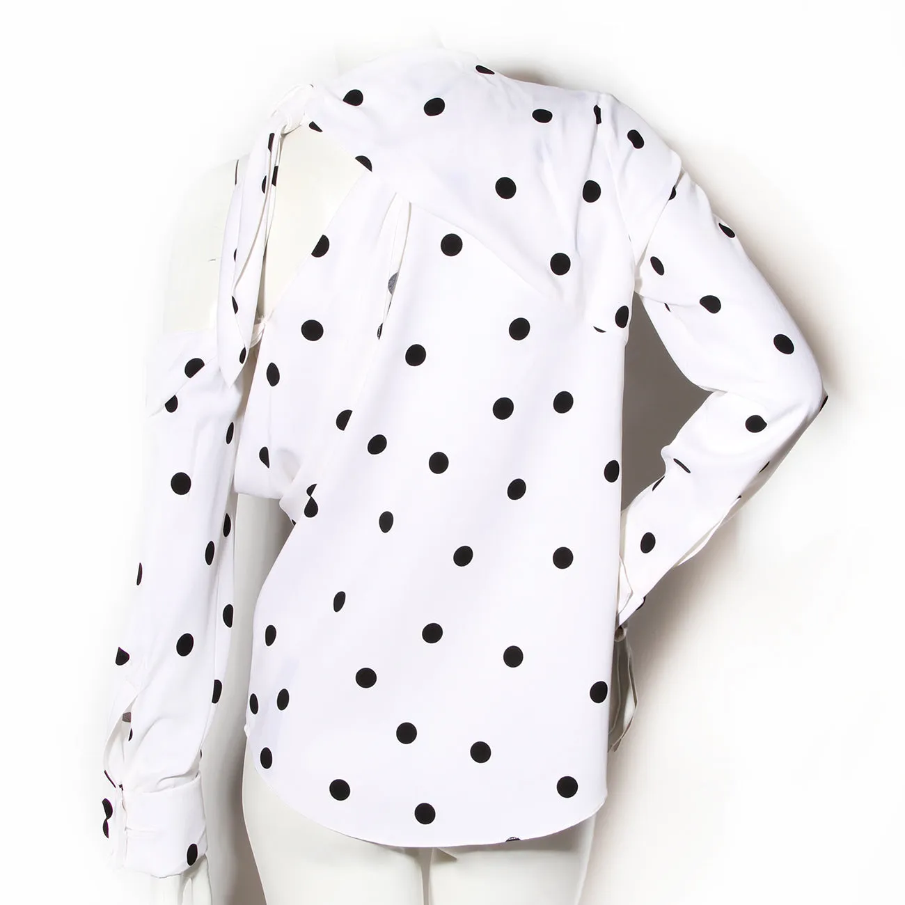 Black and White Silk Polka Dot Blouse