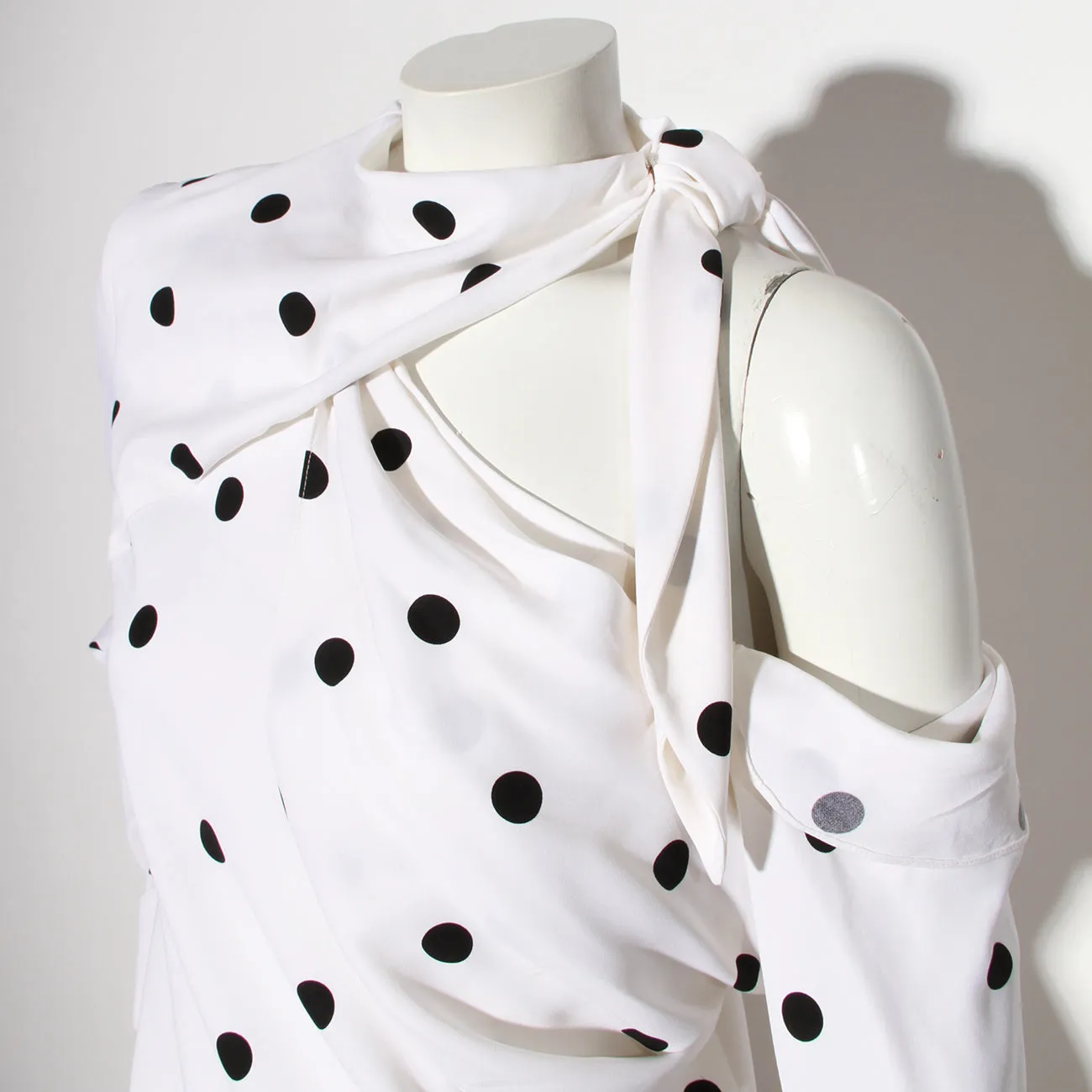 Black and White Silk Polka Dot Blouse