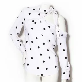 Black and White Silk Polka Dot Blouse