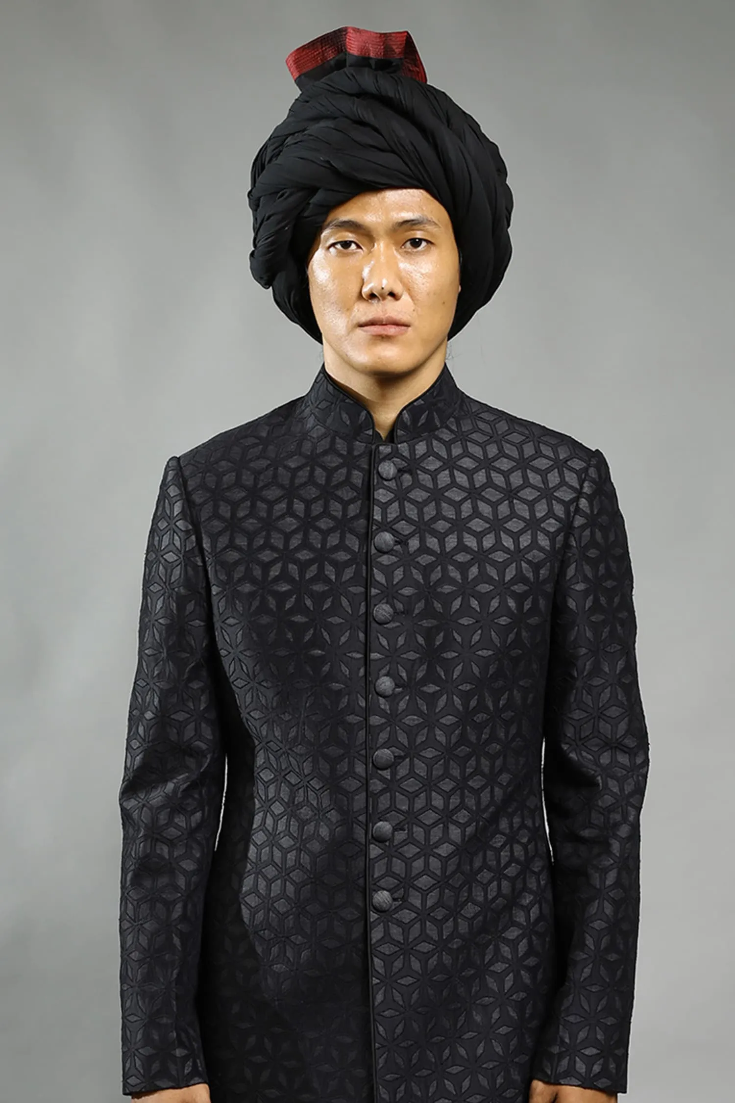 Black Embroidered Bandhgala