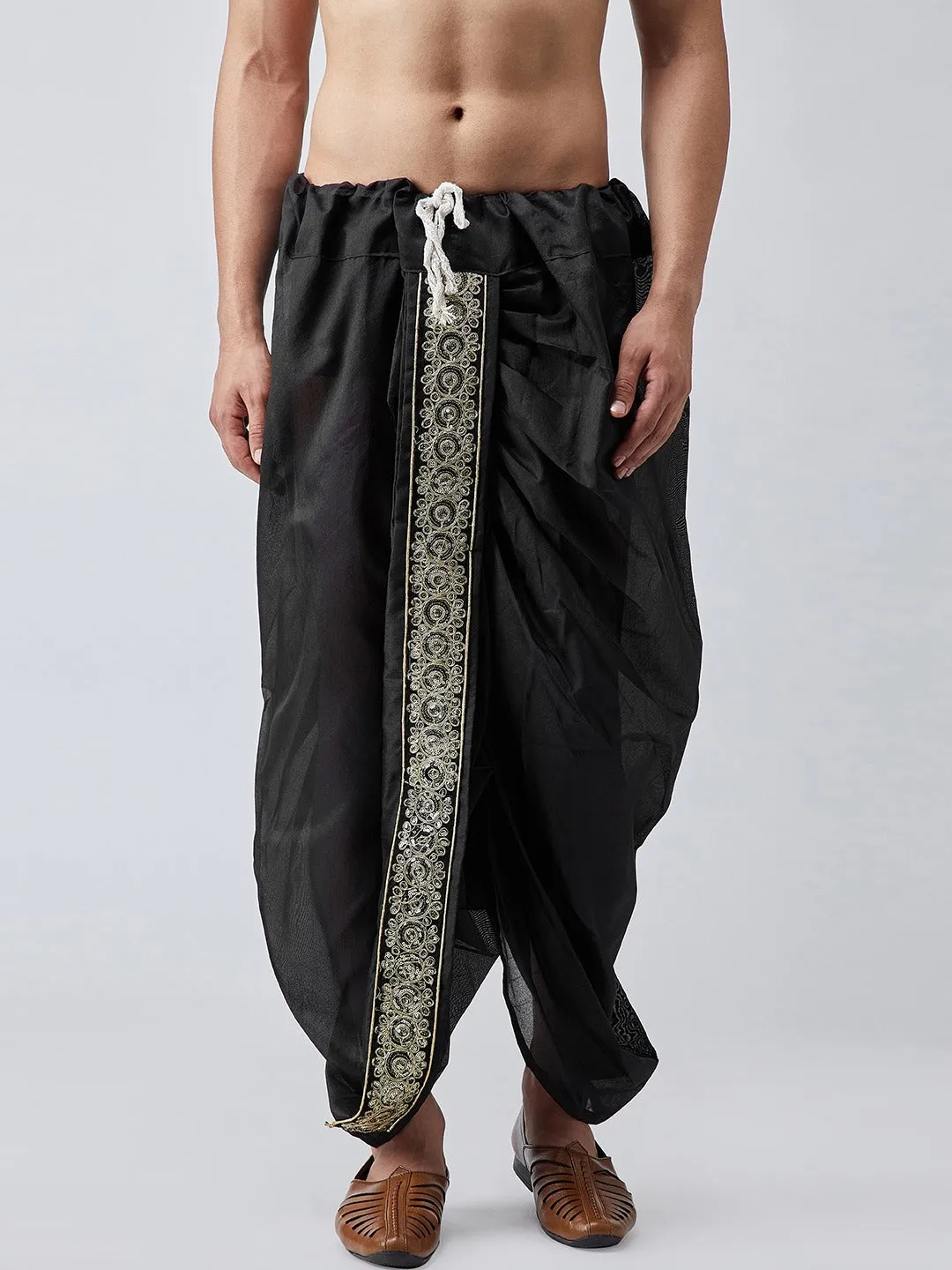 Black Embroidered Dhoti Pants