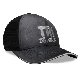 Black/Grey TRI 5 Panel Trucker Hat