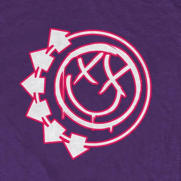 Blink 182 Adult T-Shirt - Six Arrow Smiley - Purple