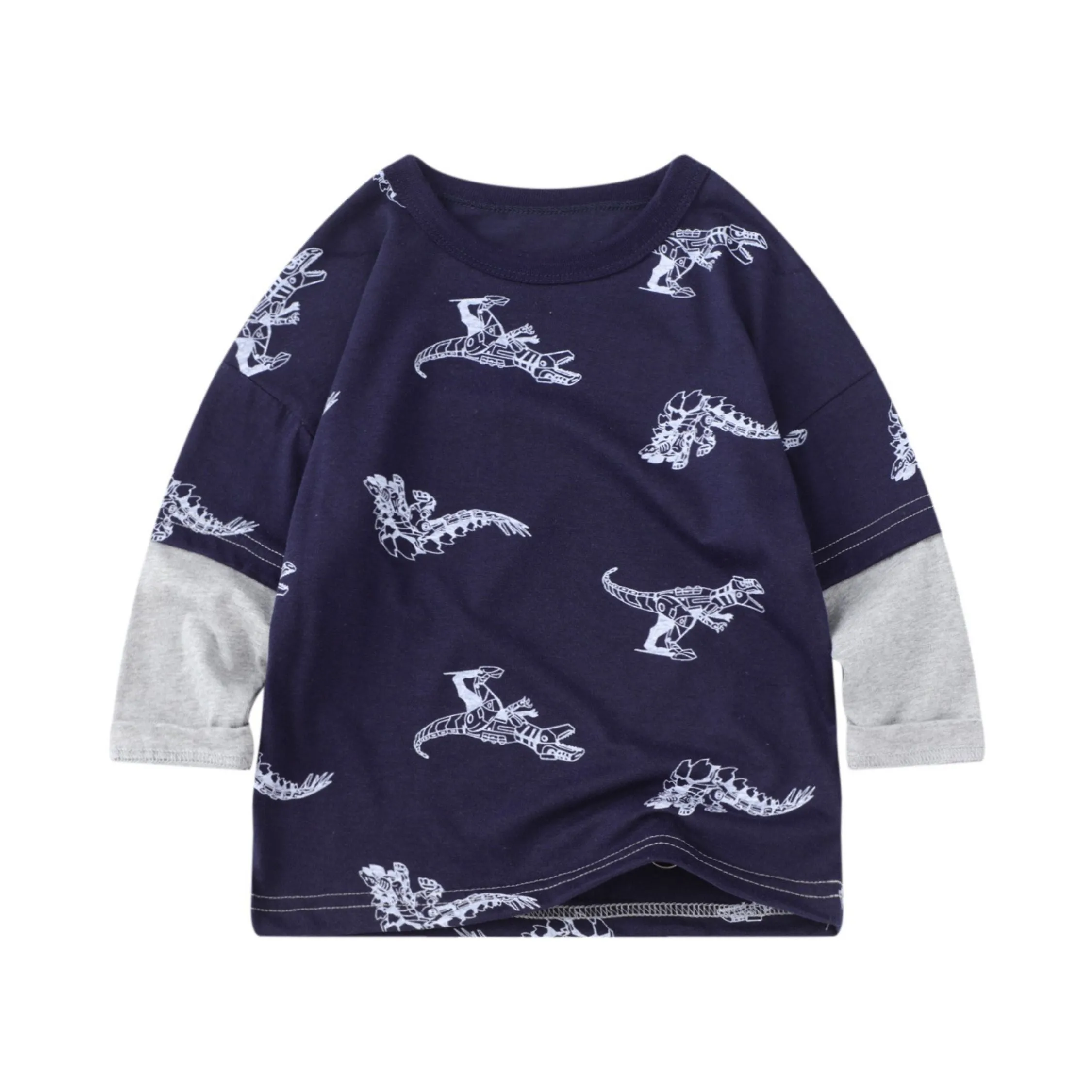 Boys Long Sleeve Dinosaur Print Blue