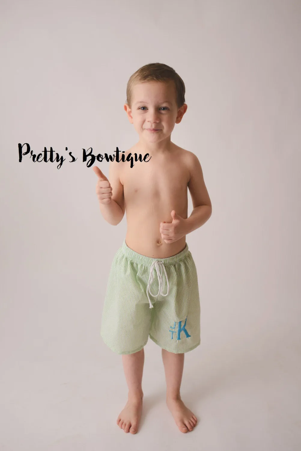 Boys Monogrammed Swimsuit -- Seersucker Boys Swim trunks- Baby Boy Swimsuit --Boys swim- Monogrammed Bathing Suit-- 12M through 5/6