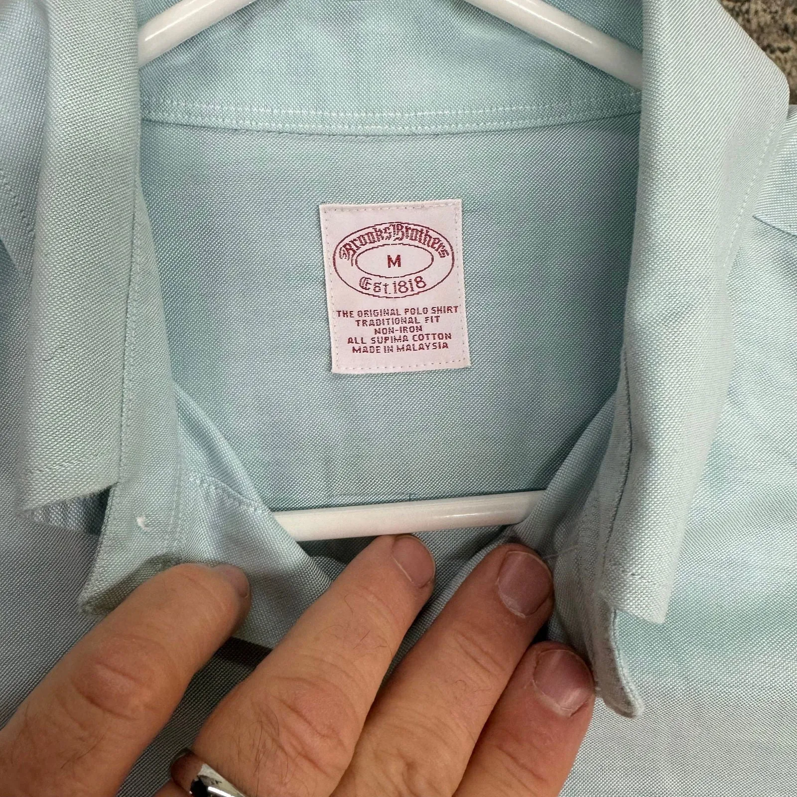 Brooks Brothers | Supima Cotton Button-Down Dress Shirt | Color: Mint Green | Size: M | Pre-Owned