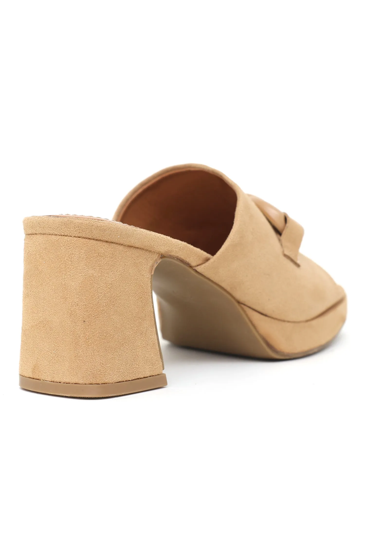 BUCKLED HEELED MULES-BEIGE