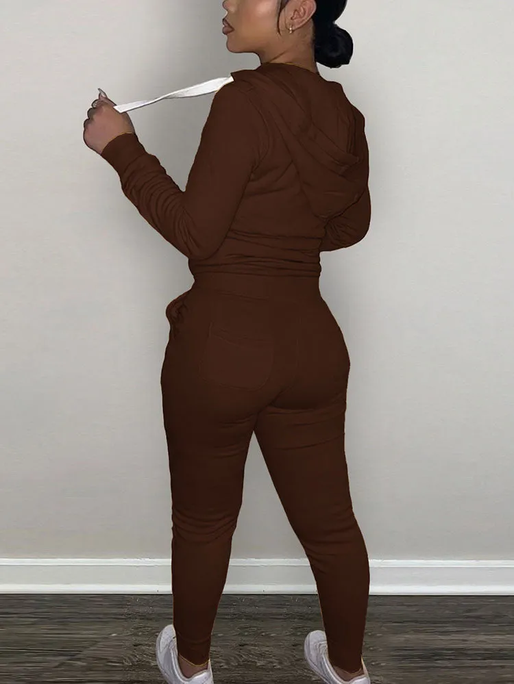 Casual Hoodies And Pant Tracksuit Set