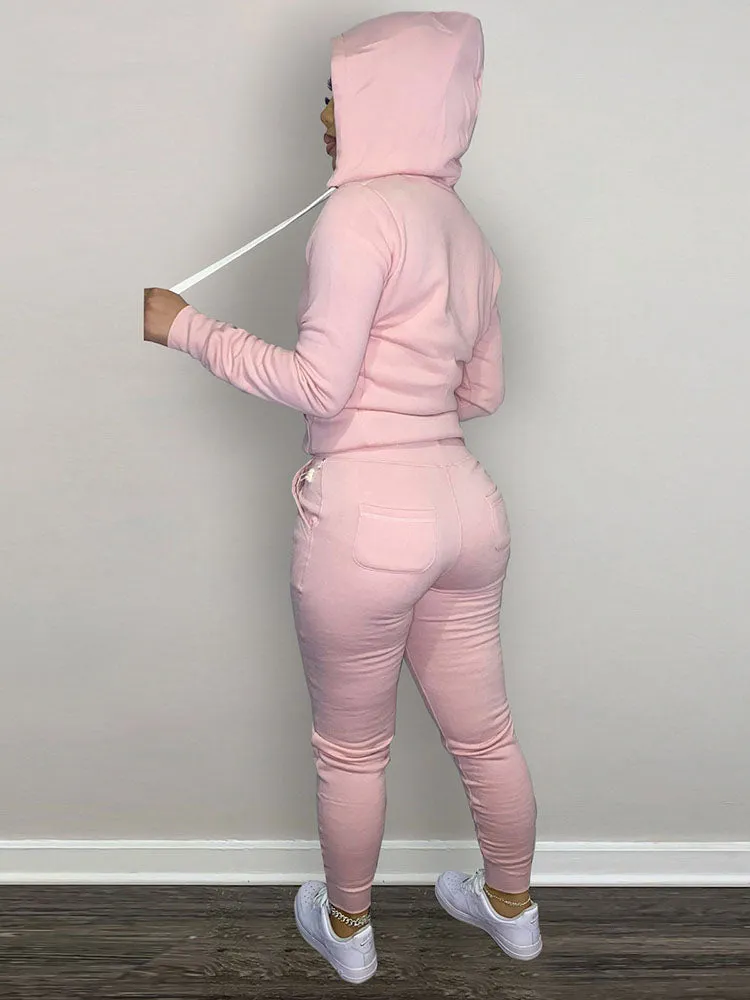 Casual Hoodies And Pant Tracksuit Set