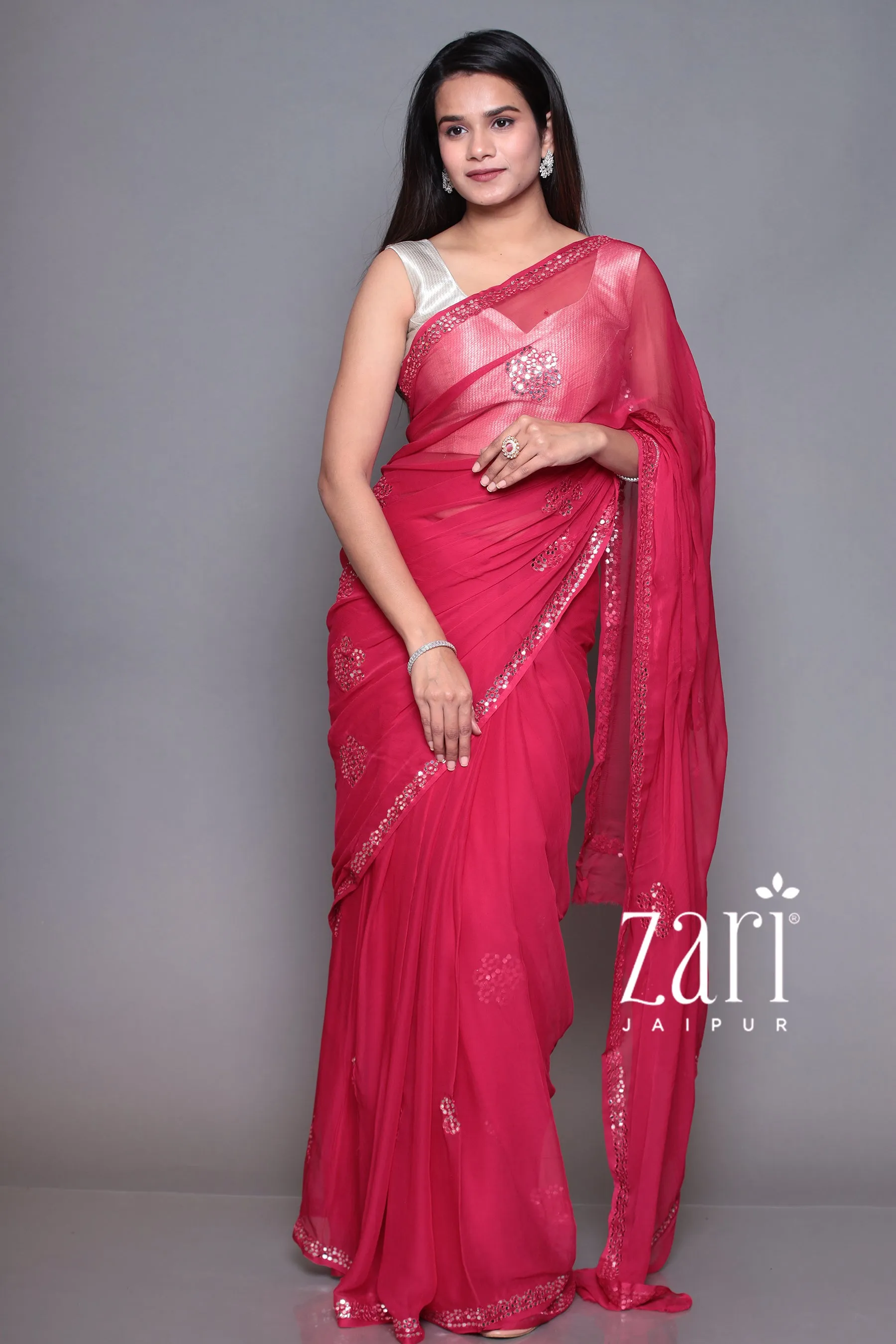 Chiffon Saree with Foil work.