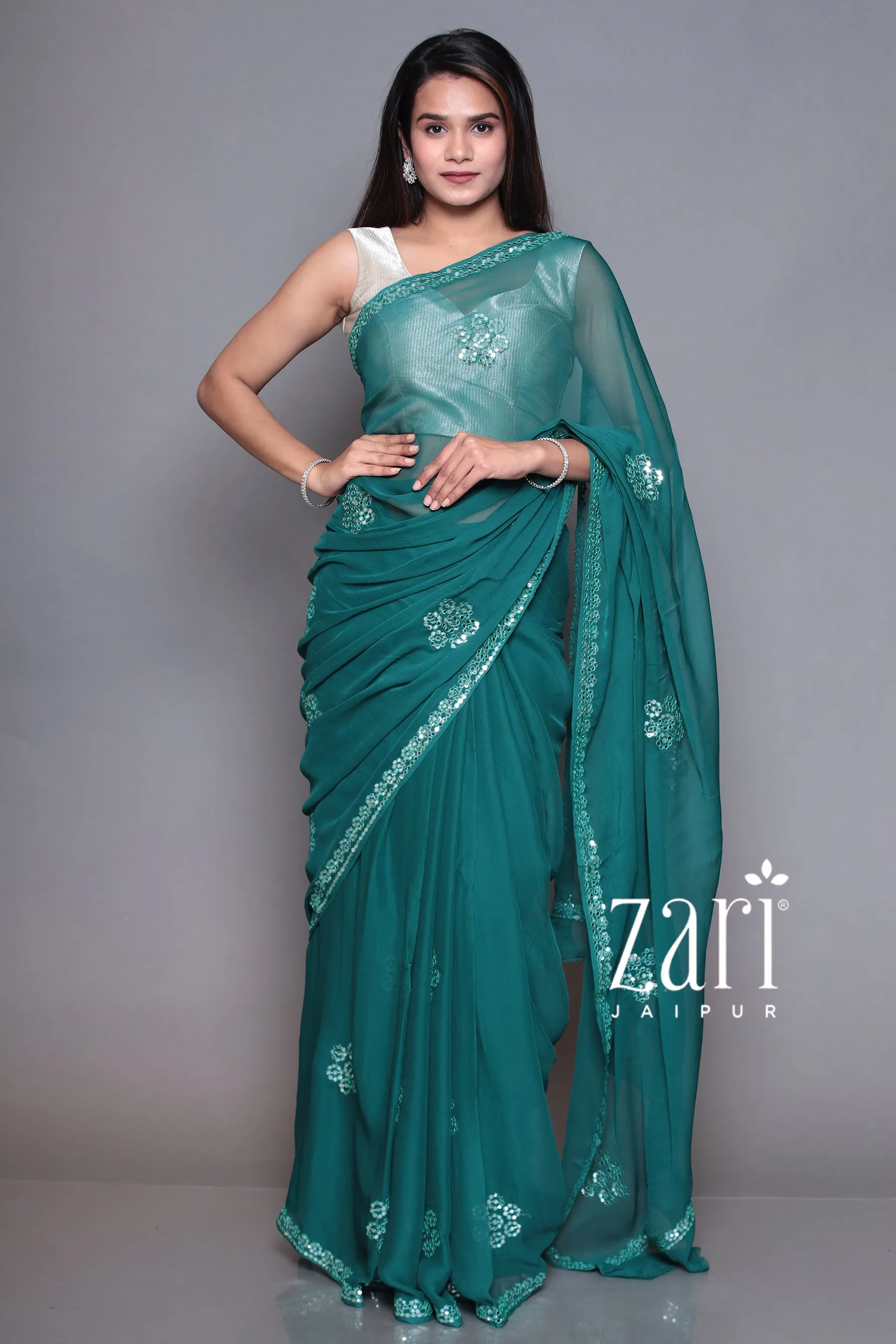 Chiffon Saree with Foil work.