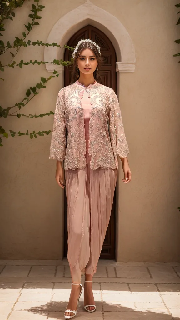 Chinon Dhoti with Blouse and Jacket