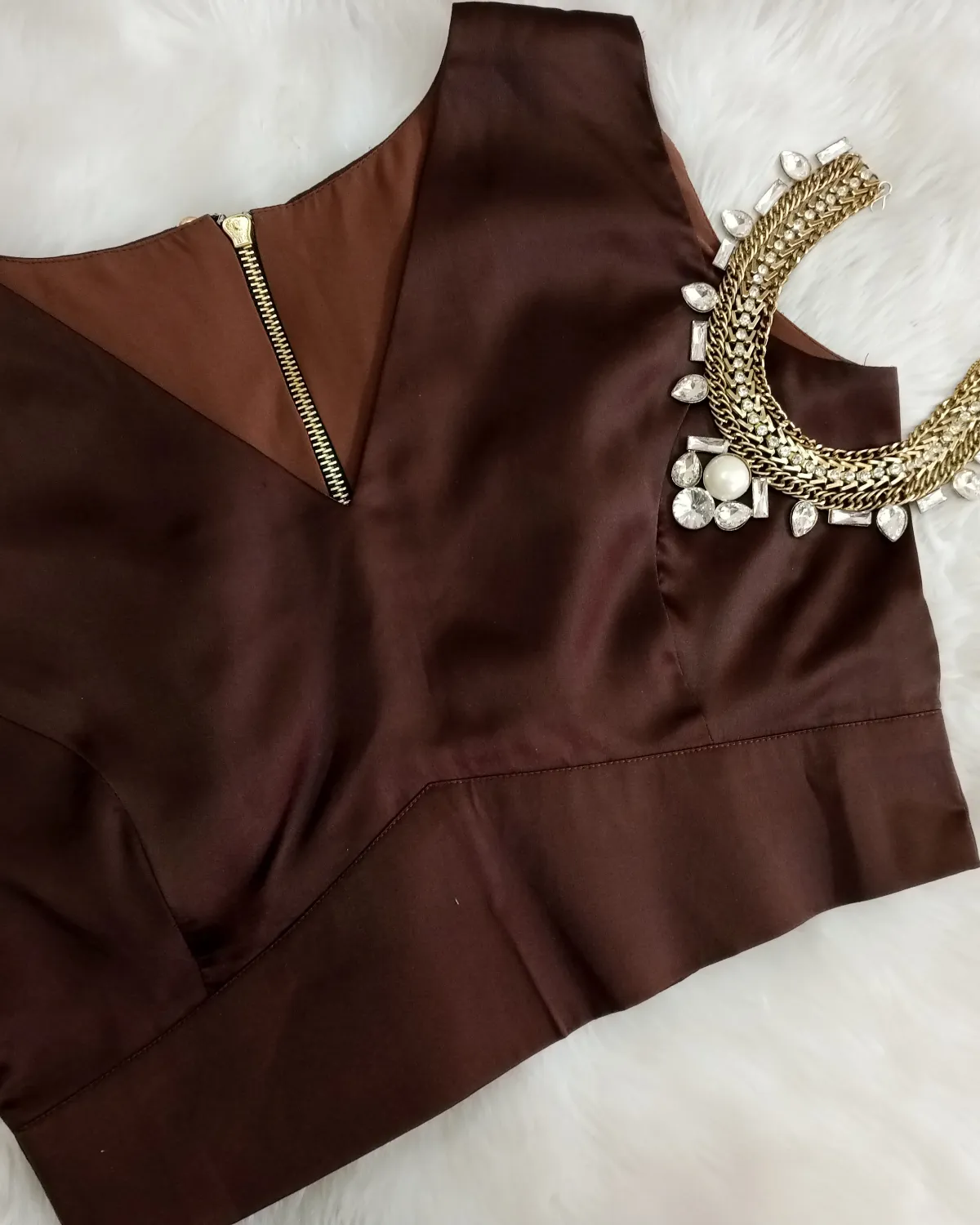 Chocolate Brown Satin Blouse