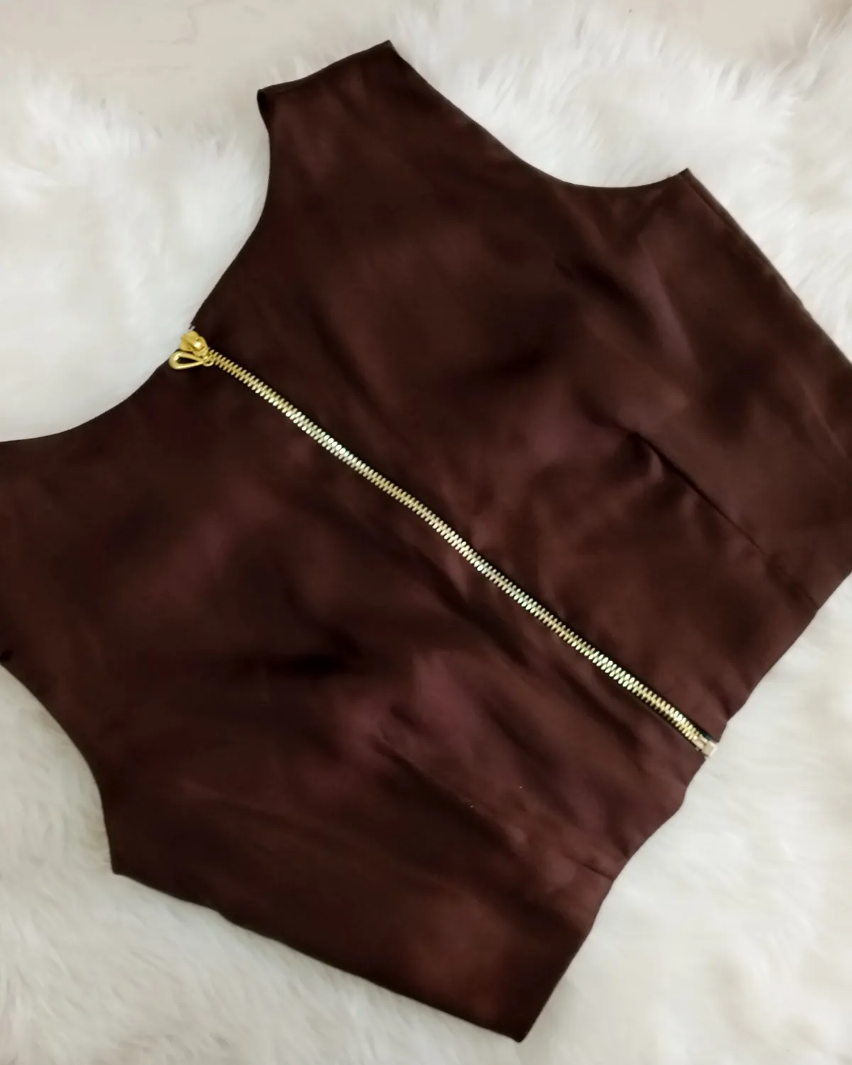 Chocolate Brown Satin Blouse