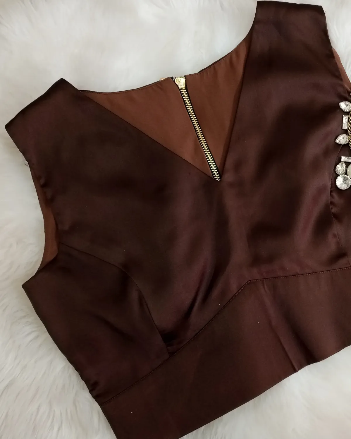 Chocolate Brown Satin Blouse